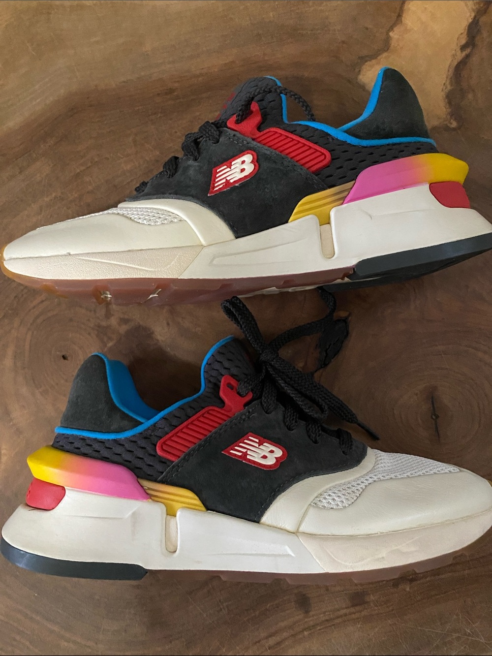New Balance Kids Black, White & Multicolor Accent Sneakers